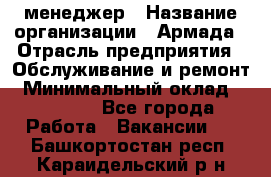 IT-менеджер › Название организации ­ Армада › Отрасль предприятия ­ Обслуживание и ремонт › Минимальный оклад ­ 30 000 - Все города Работа » Вакансии   . Башкортостан респ.,Караидельский р-н